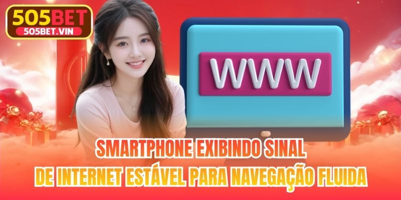 Smartphone exibindo sinal de internet estável para navegação fluida